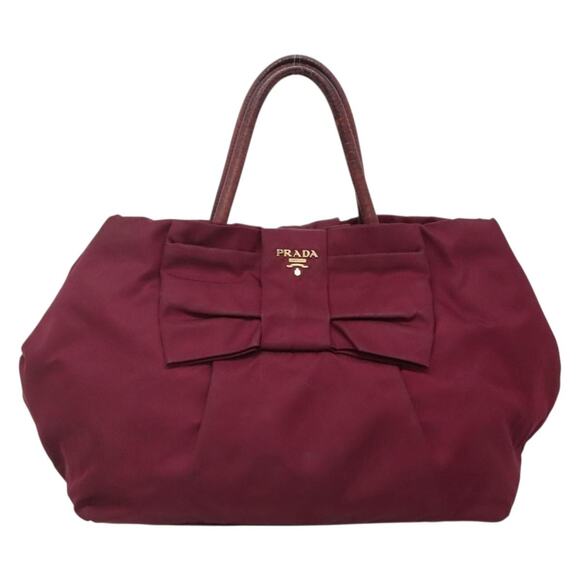 PRADA Hand Bag Nylon Purple Gold - Picture 2 of 12